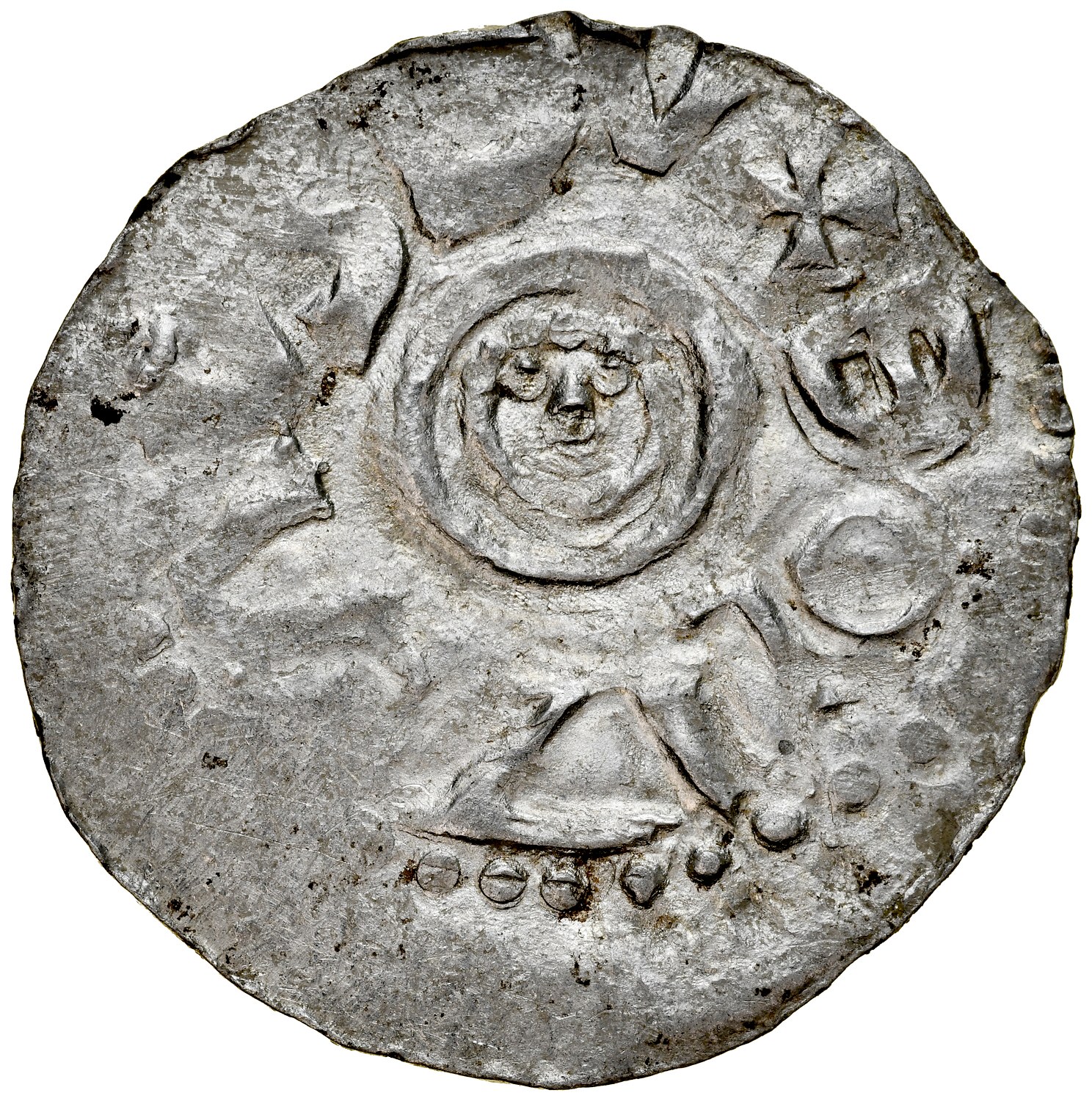 Bolesław III Krzywousty 11071138, Denar, Av. Mała głowa księcia