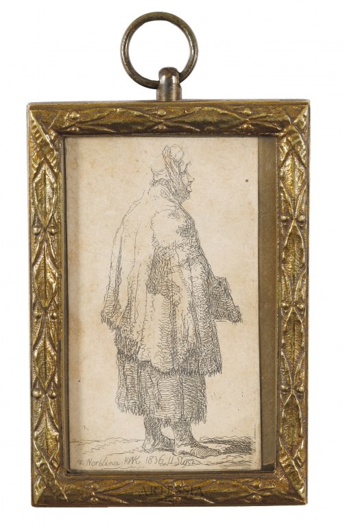 Żebraczka - według Norblina, 1836, w ozdobnej ramce, Wincenty Kajetan Kielisiński