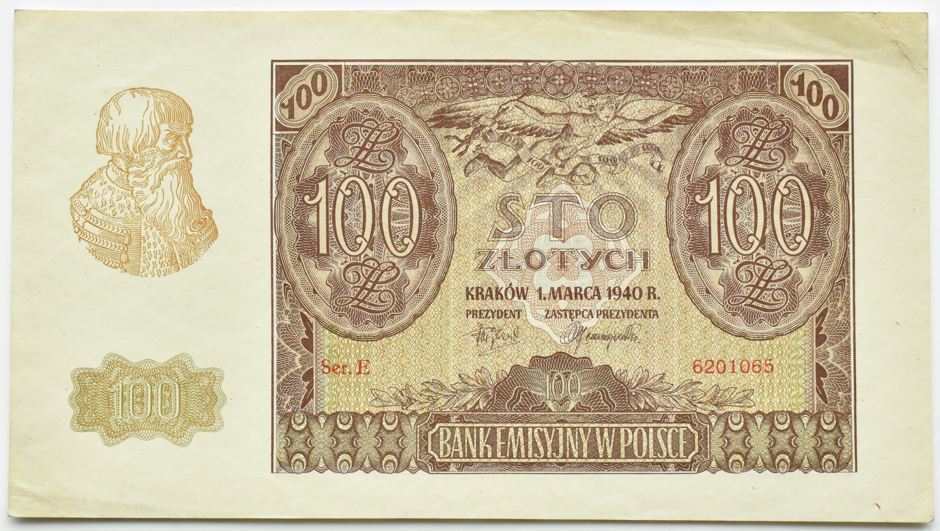 Generalna Gubernia, 100 Złotych 1940, Seria E - Aukcja Internetowa ...