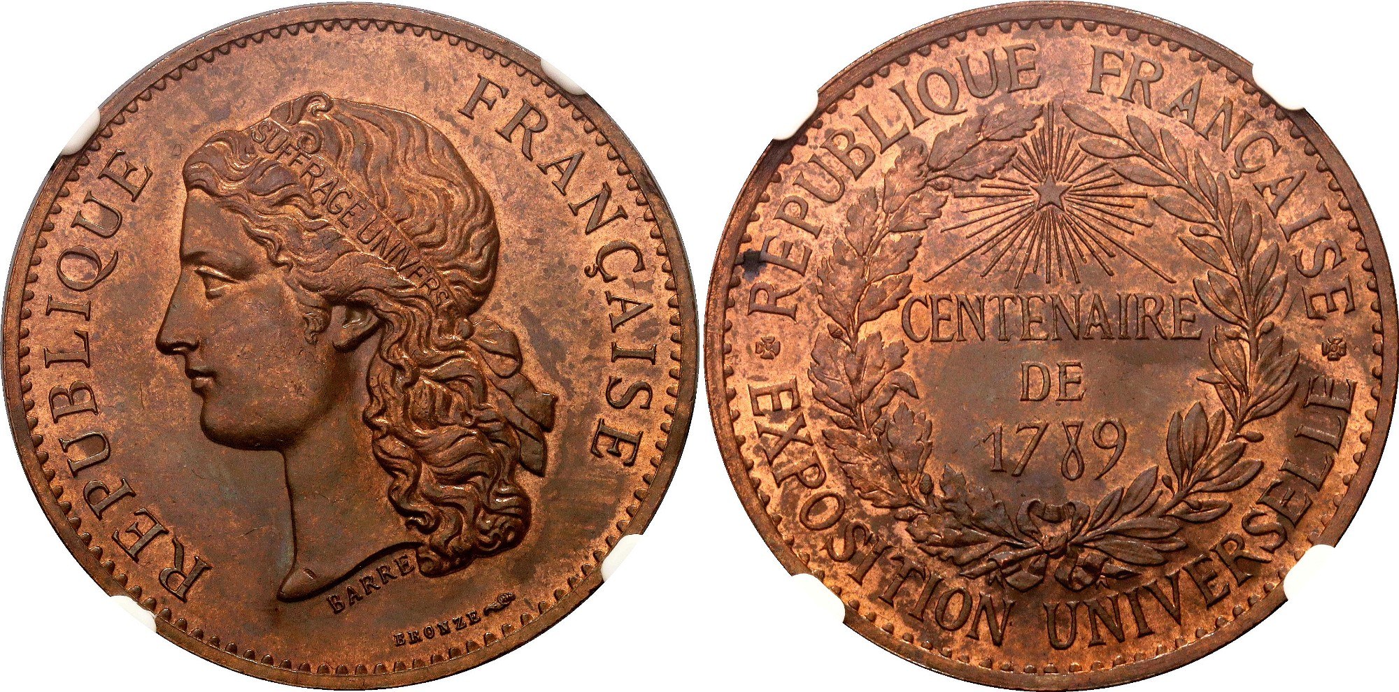 Médaille Centenaire 1789 République Française – Exposition Universelle 1889 (bronze)