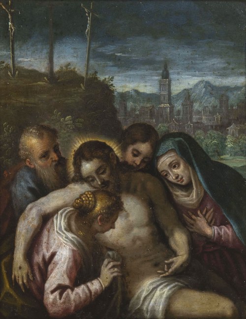 zwany także "Palma il Giovane" (1544/48 - 1628), Magdalena opatrująca ranę Chrystusa po zdjęciu z krzyża, Jacopo Antonio Negretti