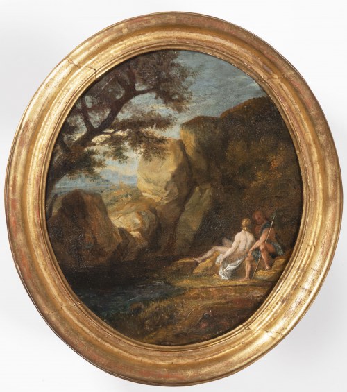 Pejzaż południowy z kochankami (Wenus i Adonis?), Gaspard Dughet