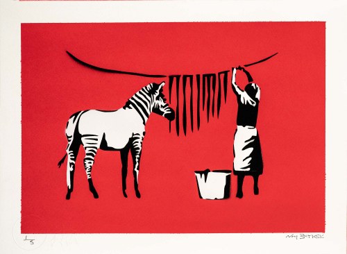 Banksy. Zebra Wash Red, 2019, Not Banksy