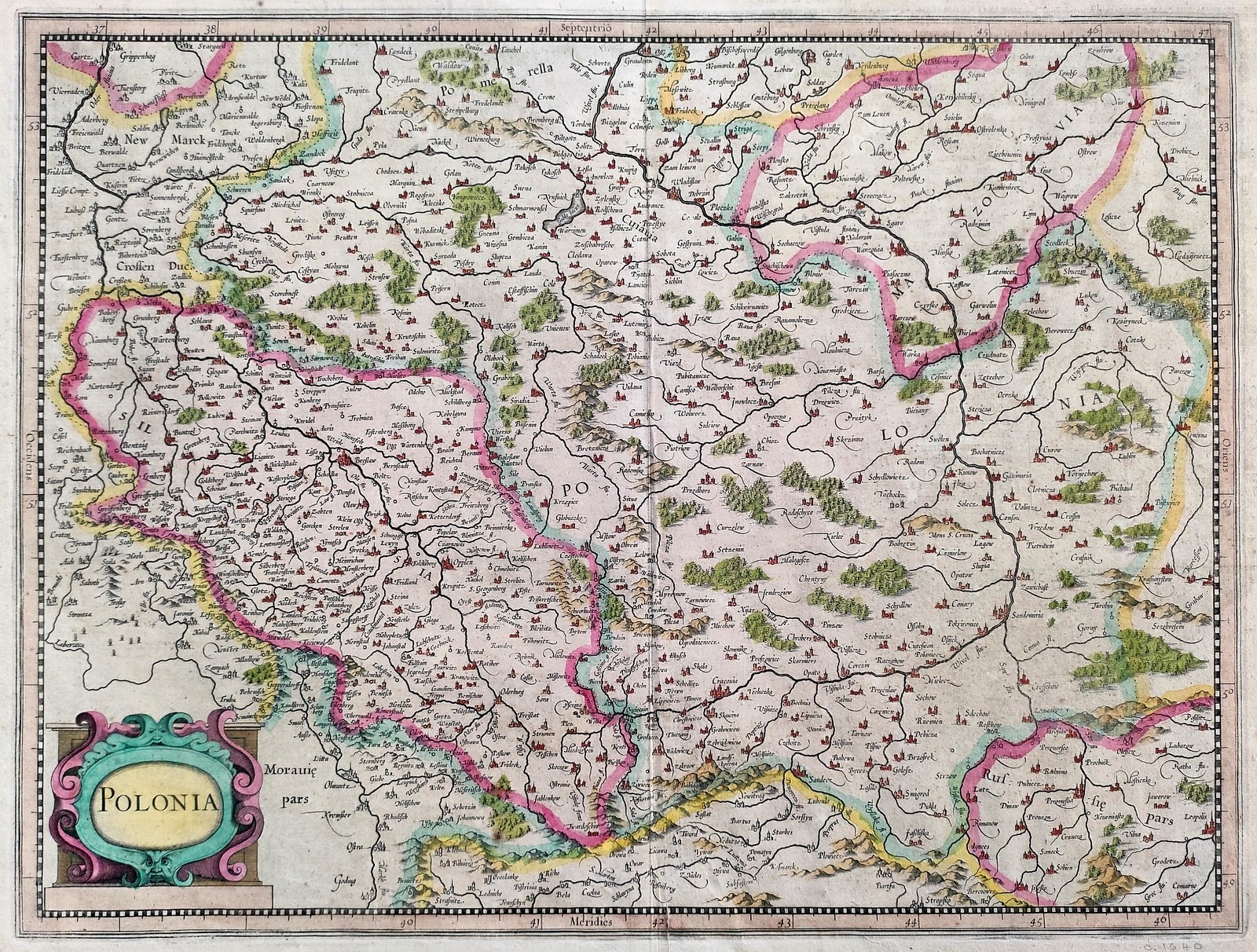 Mapa Polski i Śląska - POLONIA - Gerard Mercator, Henric Hondius - 1636 ...
