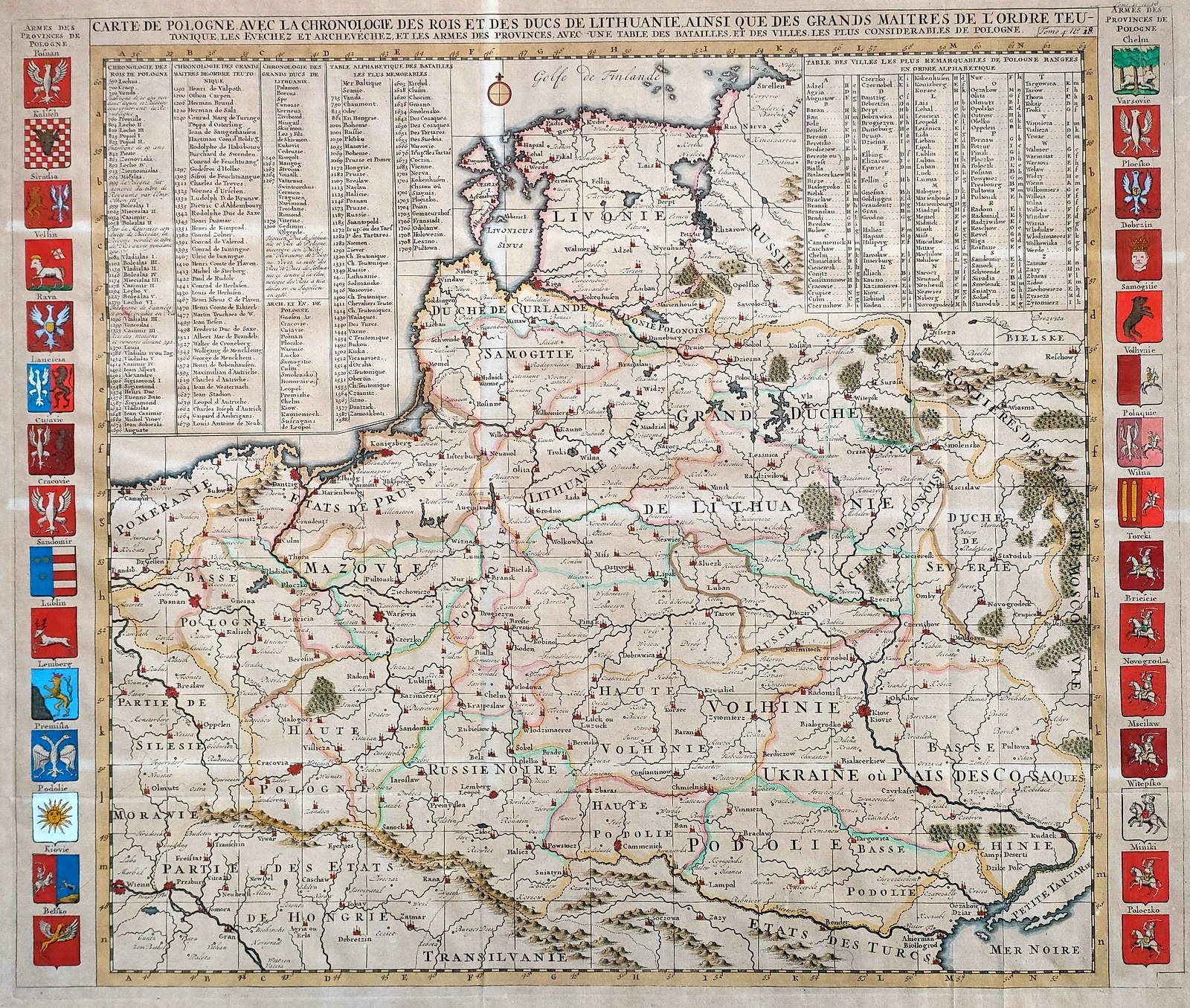Mapa Rzeczypospolitej Z Herbami Miast Polski Chronologi Kr l w 