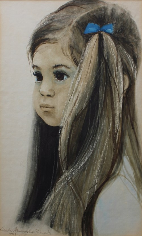 Portret dziewczynki z niebieską kokardą, Danuta Muszyńska-Zamorska