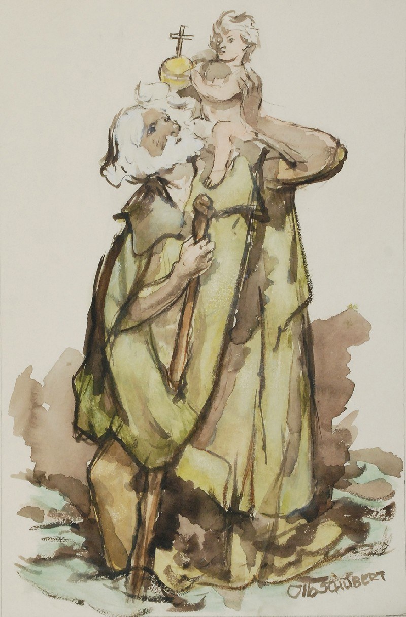 Otto SCHUBERT (18921970), Święty Krzysztof, ok. 1960