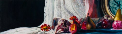 Still-life with Rabbit Carcass, Fruits and Flowers, Monika Malewska