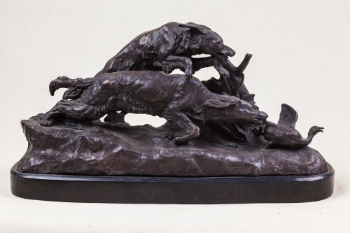 Francja, XIX w (1810 - 1879), Aportowanie dzikiej kaczki, ok. 1850 r., Pierre Jules Mene