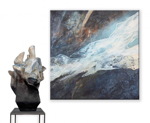 Duet My Mind Flow (obraz i rzeźba), 2023, Joanna Roszkowska