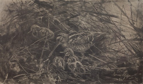 SZWECJA, XIX w. (1860 - 1939), Ptasia rodzina, 1890 r., Bruno Liljefors