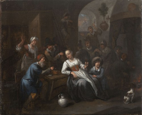 , Przypisywany Bernardusowi van Schendel, 1649 - 1709, Scena w tawernie, Przypisywany Bernardusowi van Schendel