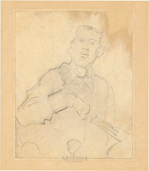 Autoportret z paletą i pędzlami, Stanisław Lentz