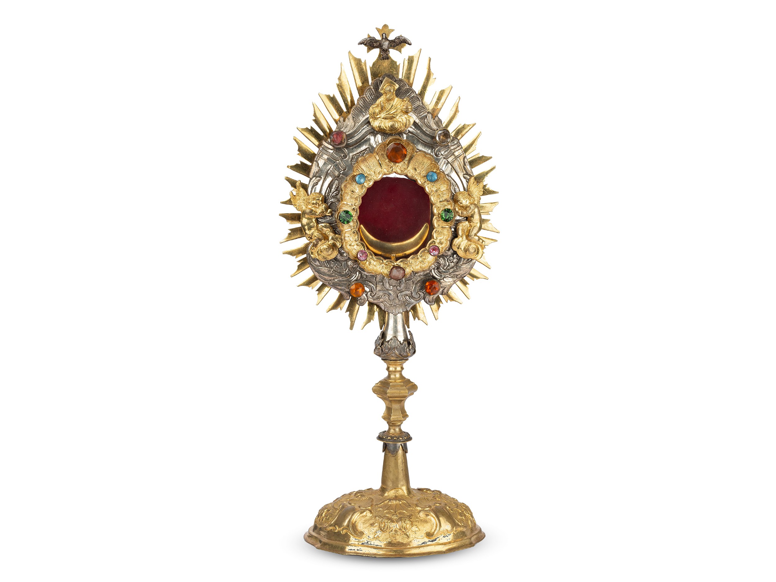 Monstrance Silver Brass Gold plated With The Holy Spirit God The monstrance-silver-brass-gold-plated-with-the-holy-spirit-god-the