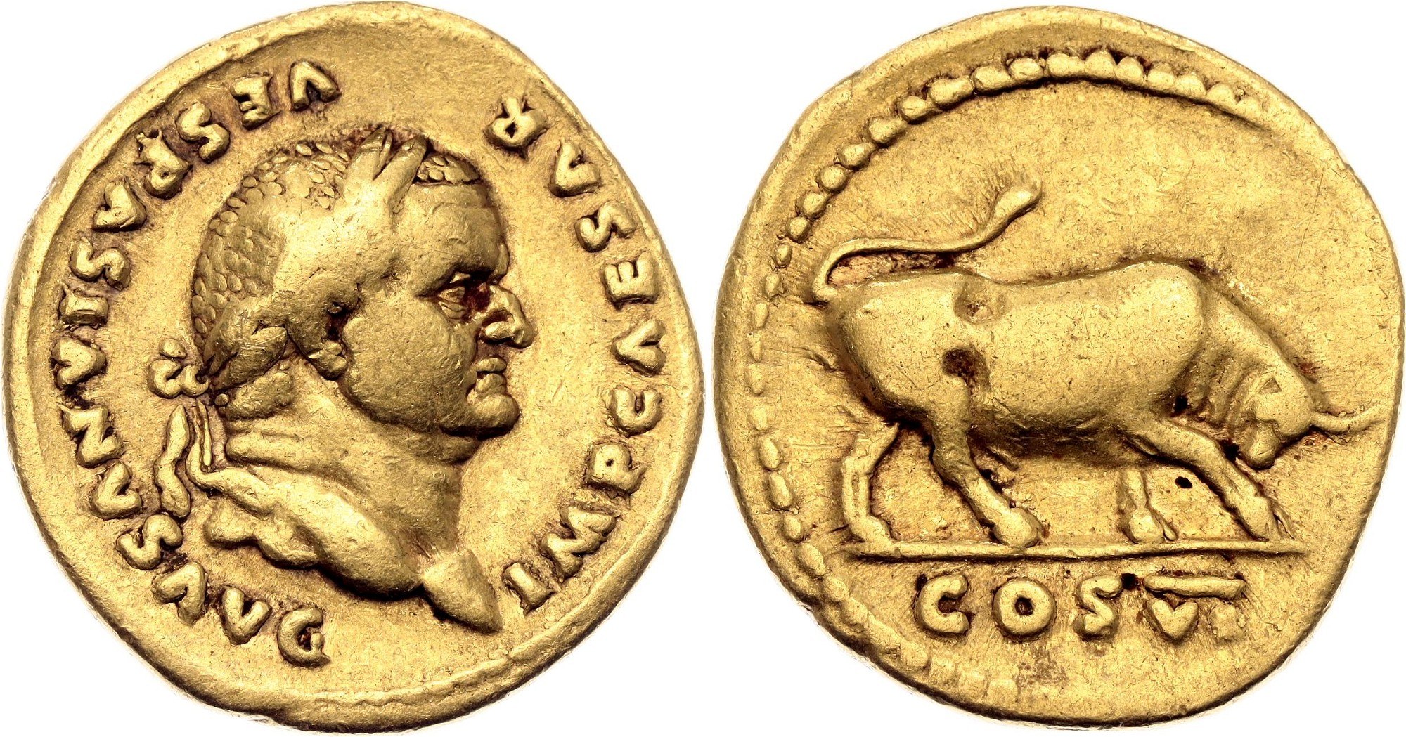 Roman Empire Vespasian AV Aureus 75 AD - Aukcja internetowa / Licytacja ...