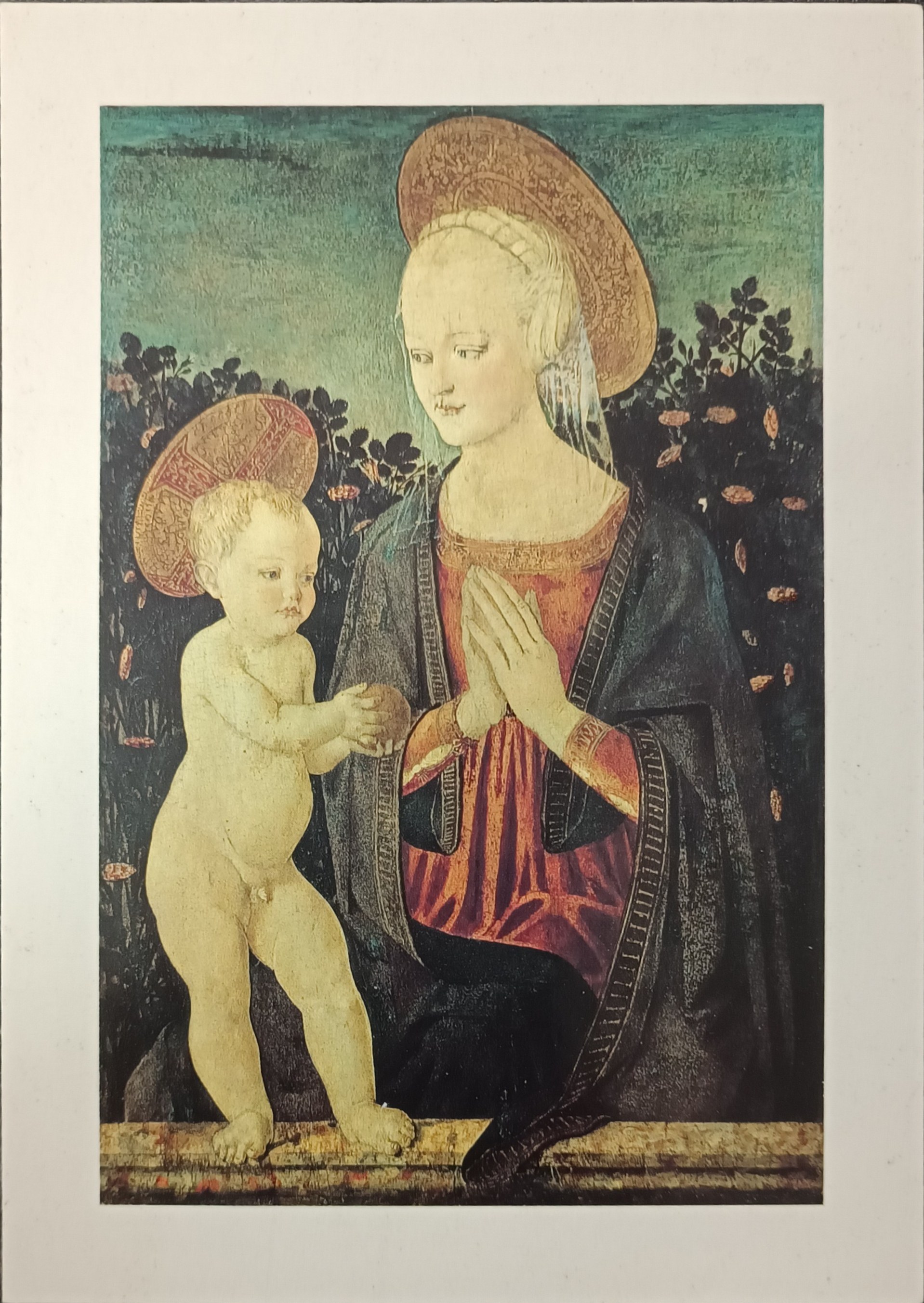 Pocztówka z reprodukcją Maestro di Pratovecchio, Matka Boska z