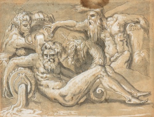 Allegory of the rivers Partenope, Sebeto and Garigliano, Francesco Salviati