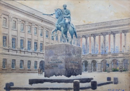 Pałac Saski z pomnikiem konnym Księcia Józefa Poniatowskiego w Warszawie, Tadeusz Cieślewski Ojciec