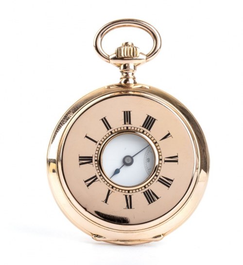 circa 1890, IWC: Half hunter pocket 18K gold