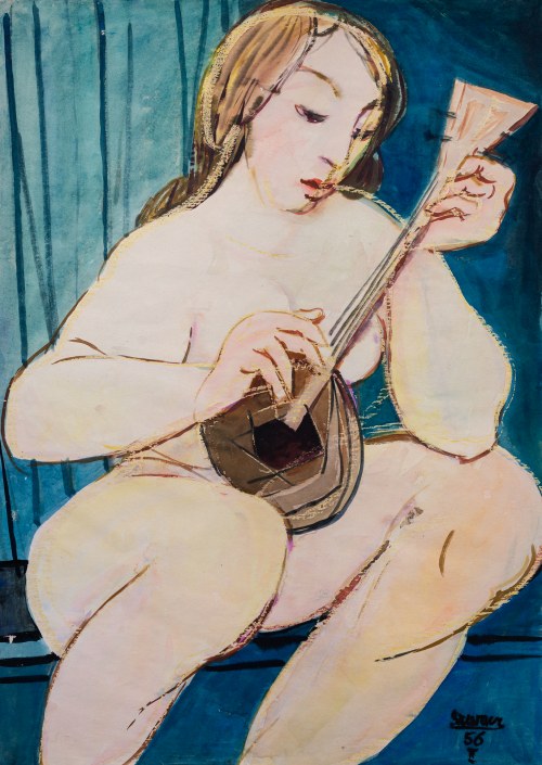 Kobieta z gitarą, 1956, Bogusław Szwacz