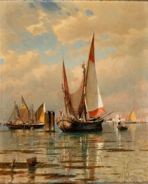 Wenecka laguna z łodziami, William Stanley Haseltine