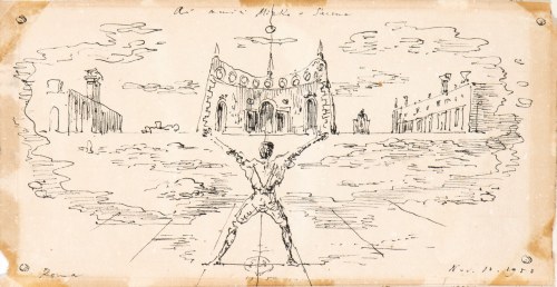 Man in metaphysical landscape, Eugène Berman