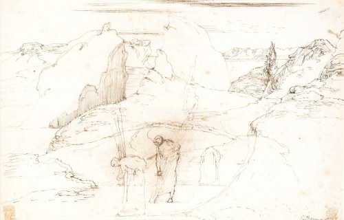 Figures in desert landscape, Eugène Berman