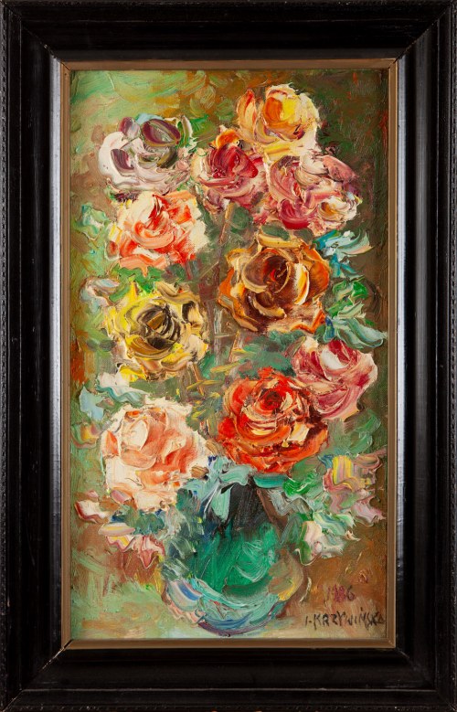 Róże w wazonie, 1986, Irena Krzywińska