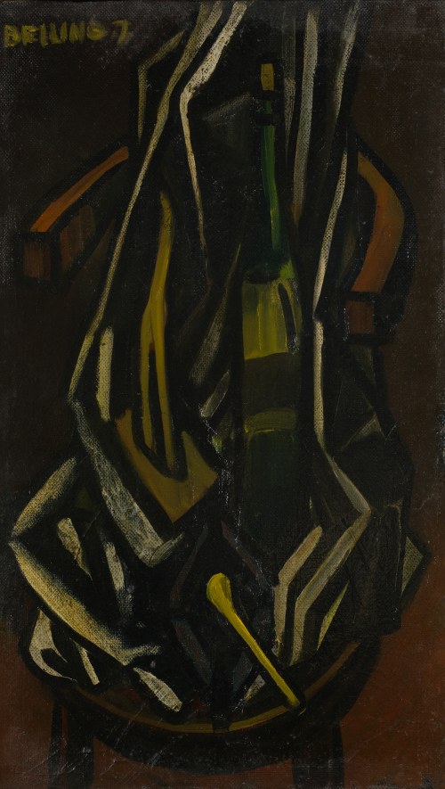Martwa natura z butelką na krześle III, ok. 1965, Georg Johann Tribowski