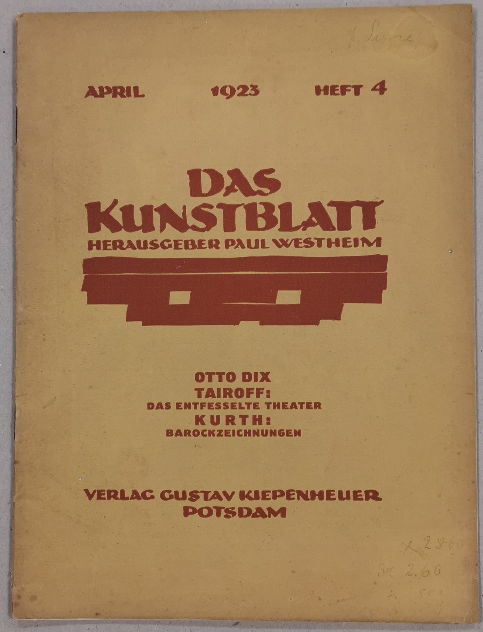 洋書 Die Kultur der 50er Jahre Das Kunstblatt. R.1923 No.4 /Otto Dix/. - Online auction / Online