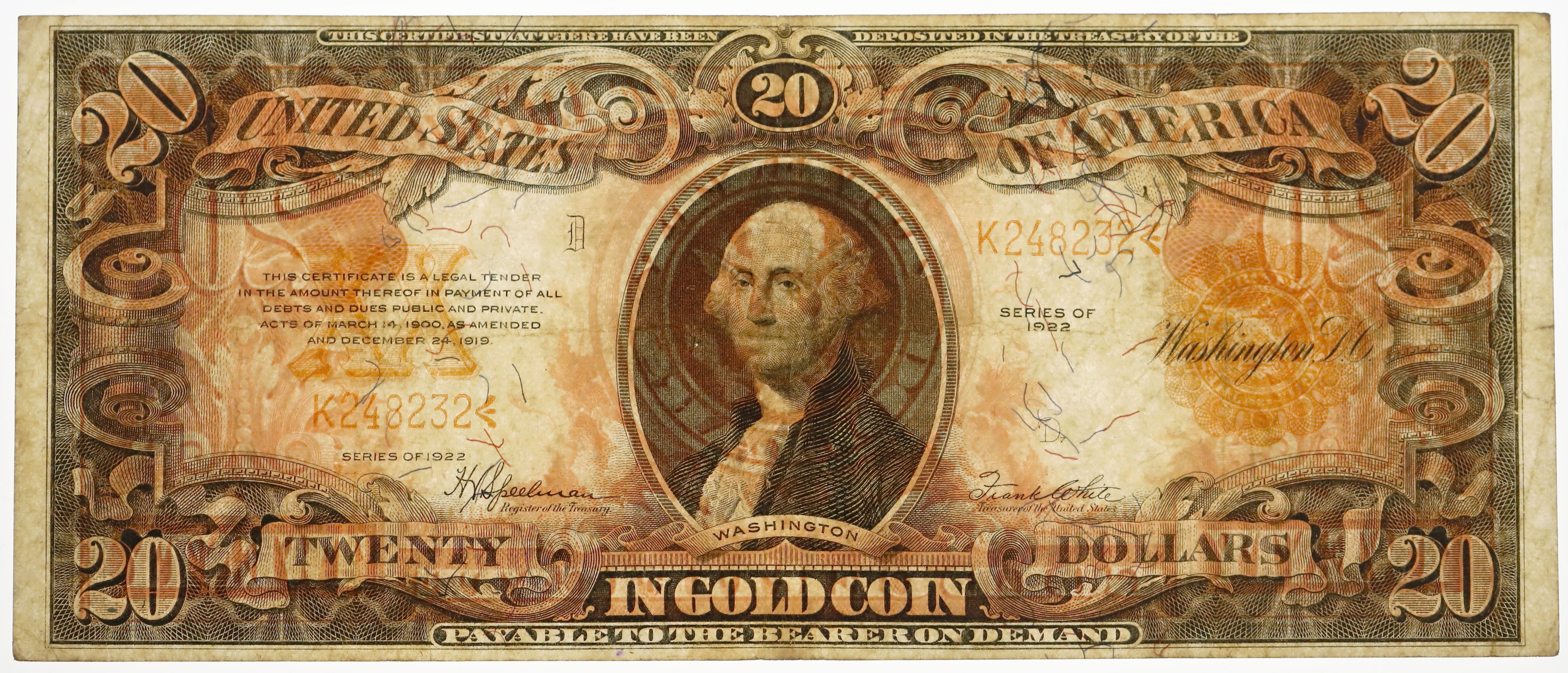 USA 20 dollars 1922 Gold Certificate