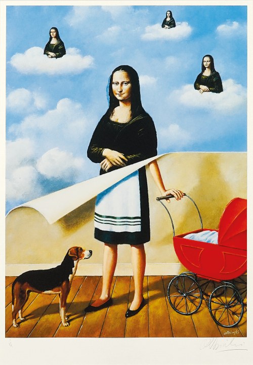 Dreamer (Mona Lisa z wózkiem i beaglem), wg obrazu z 2009 r., Inkografia Nr I