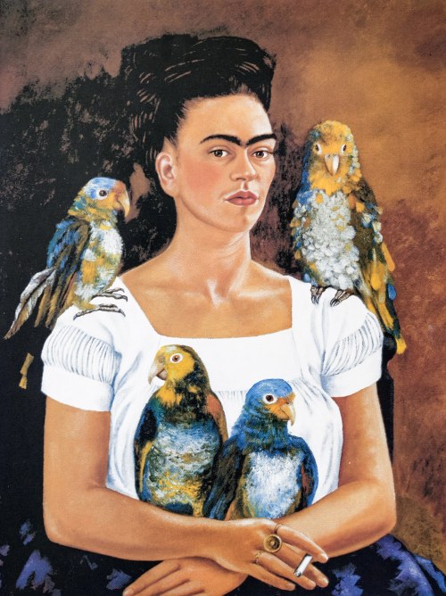 Autoportret z papugami, Frida Kahlo
