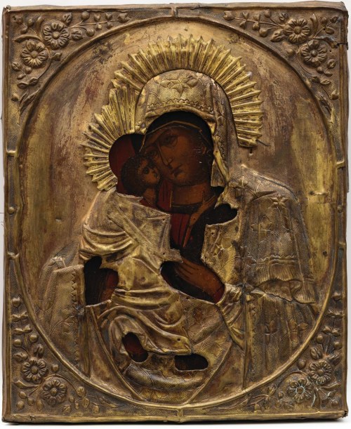 MATKA BOŻA WŁODZIMIERSKA, Rosja, 2 poł. XIX w., Ikona