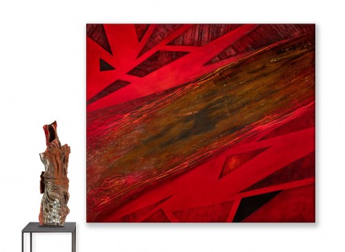 Duet Distraction (obraz i rzeźba), 2021, Joanna Roszkowska
