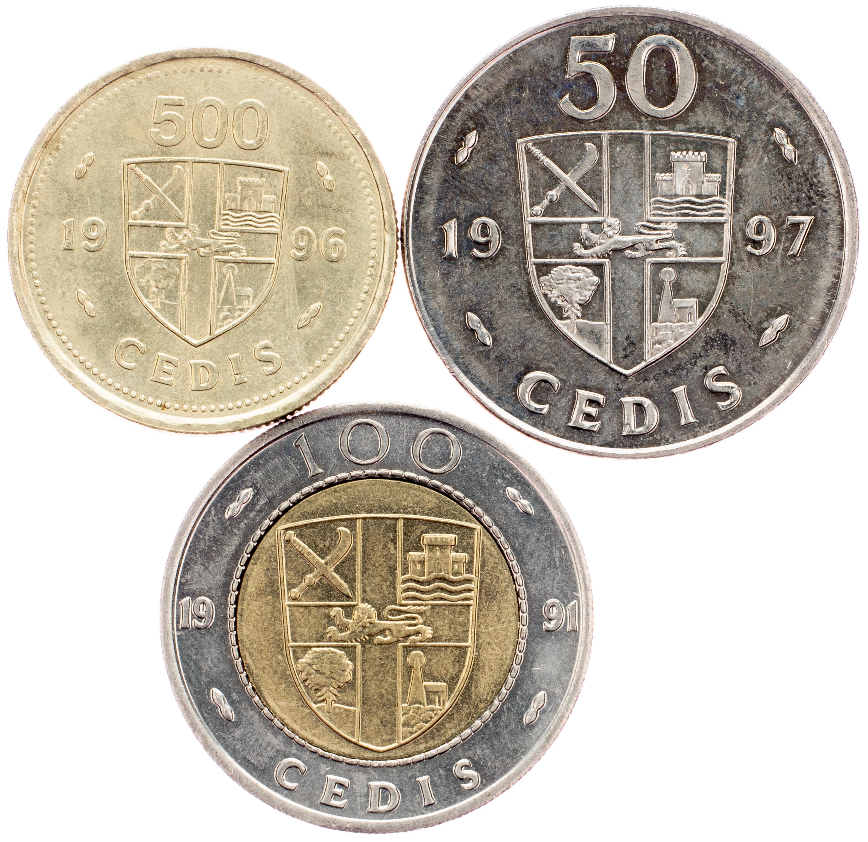 Ghana, 50, 100, 500 Cedis 1991, 1996, 1997 - Online auction / Online  bidding - Price - OneBid