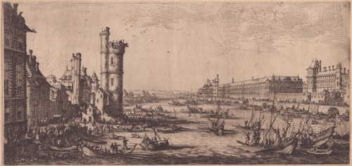 Widok Paryża z Sekwaną i Luwrem, 1630 ok., Jacques Callot