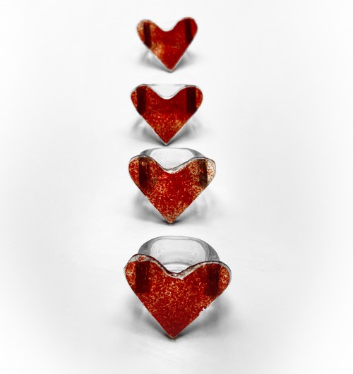 "HEARTS "- komplet artystyczne szkło do serwetek - 4 szt., 2024, Maria Kostrzak