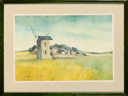 Pejzaż z wiatrakiem z okolic Skorzęcina, 1981, Eugeniusz Siwek