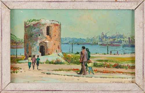 Spacer nad brzegiem, 1986, Edward Wroczyński