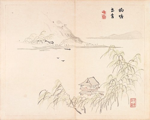 Pejzaż z domem, Tokio, 1894, Taki Katei