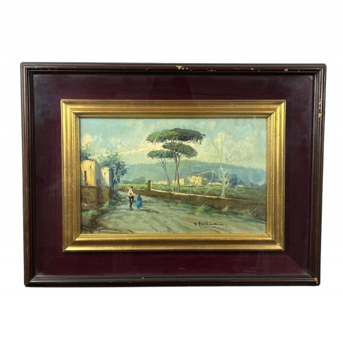 Spojrzenie na wioskę (niezidentyfikowana lokalizacja)., Fortunato Fontana