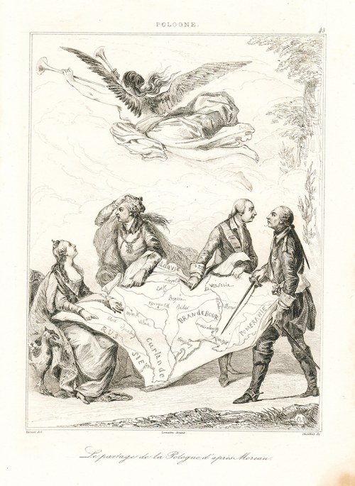 rytownik; JEAN-MICHEL MOREAU (1741-1814), autor rysunkowego pierwowzoru, ALEGORIA ROZBIORU POLSKI W 1772, 1840, Chaillot