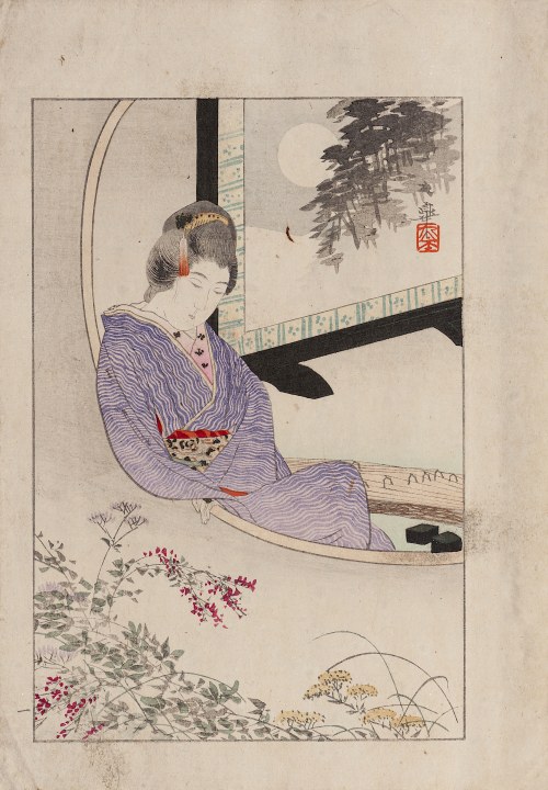 Watanabe Takijirō, Geisza i pełnia księżyca, Tokio, 1901, Sawa Kyukou