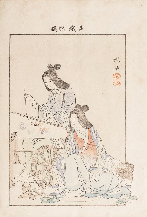 Watanabe Takijirō, Tkaczki Kurehatori i Ayahatori, Tokio, 1901, Ogata Gekko