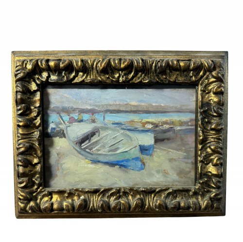 Marina z łodziami w suchym doku - G. Di Renzo (1886-1956), G. di Renzo