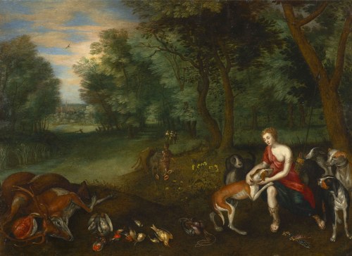 Jan Breughel Młodszy (1601-1678) Diana z psami po polowaniu, Jan Breughel Młodszy