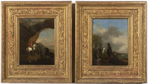 Philips Wouwerman (także Wouwermans) (1619-1668) - następca Para obrazów, Scena na skalistej drodze, Philips Wouwerman