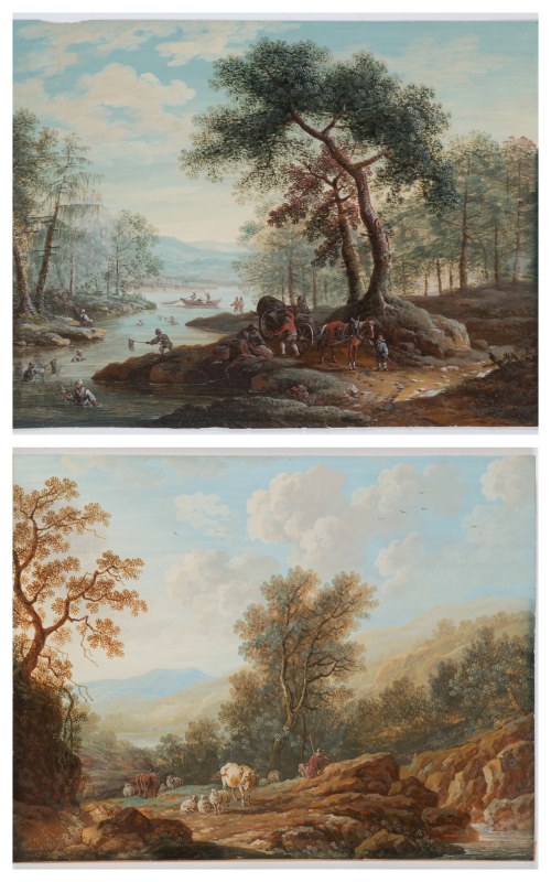 przypisywany, Karl Sebastian VON BEMMEL (1743-1796), przypisywany Para obrazów pejzażowych, Karl Sebastian von Bemmel