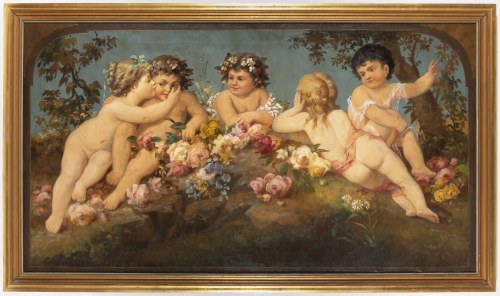 Austriacki malarz XIX wiek `Cherubs`, Austriacki malarz XIX wiek